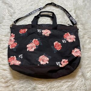 Victoria's Secret Roses FloralPrint Weekender travel Tote Bag Removable Strap